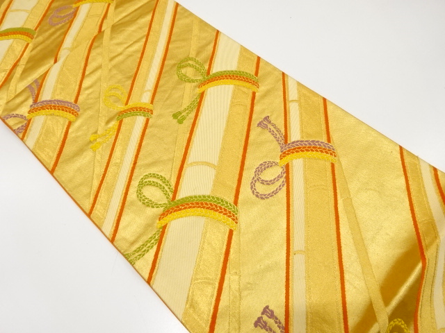 JAPANESE KIMONO / ANTIQUE FUKURO OBI / SILK / WOVEN BAMBOO